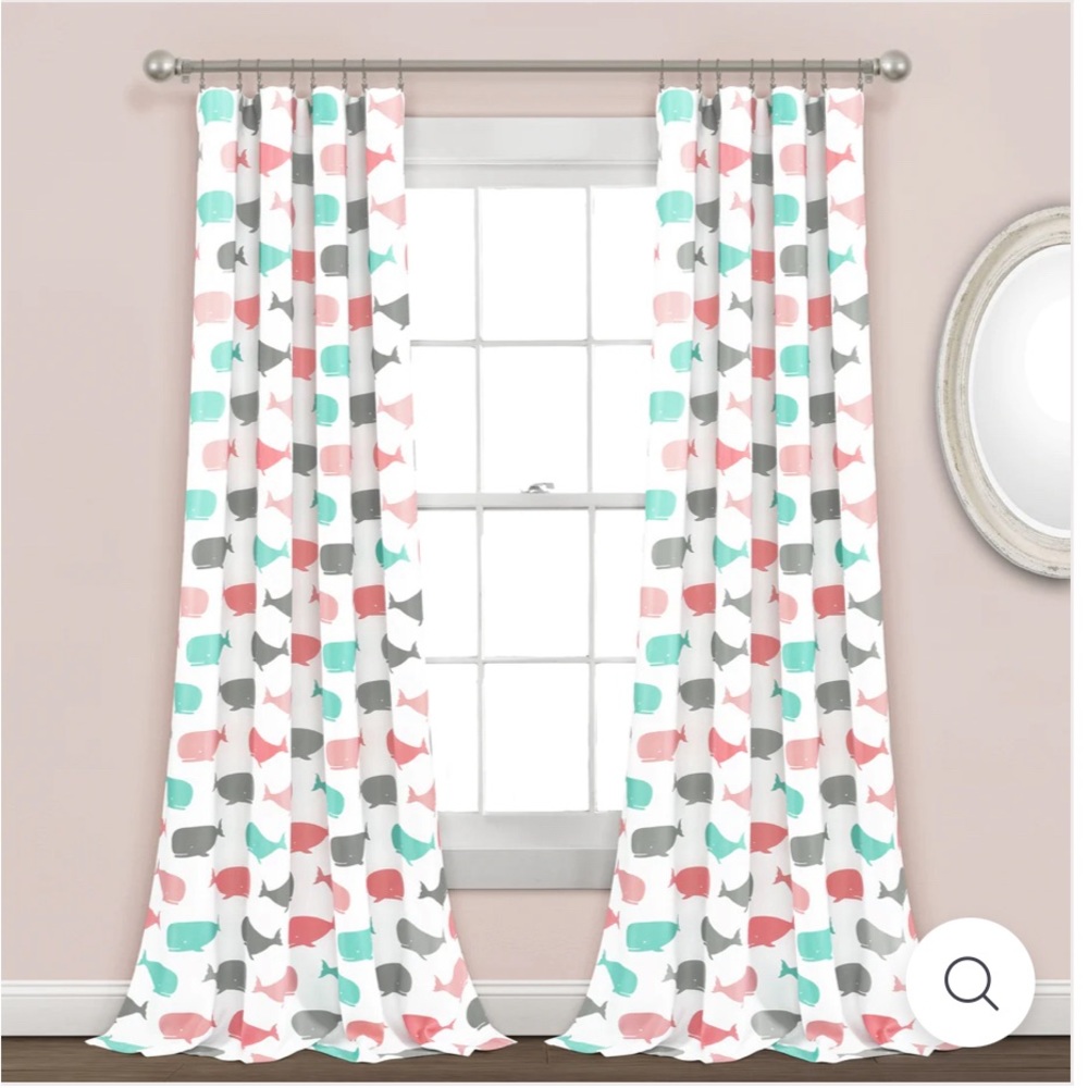 Half Moon Whale Window Curtain Panel Set